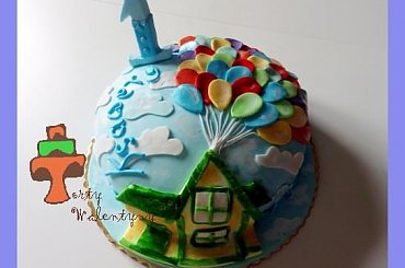 Balonowy tort dla chłopca #balony #dom #odlot #tort #TortDlaChłopca #TortyKraków #TortyWalentynki