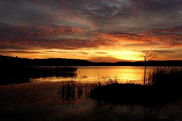 Kolorowy wieczór nad jeziorem #chmury #jezioro #natura #sceneria #zachód