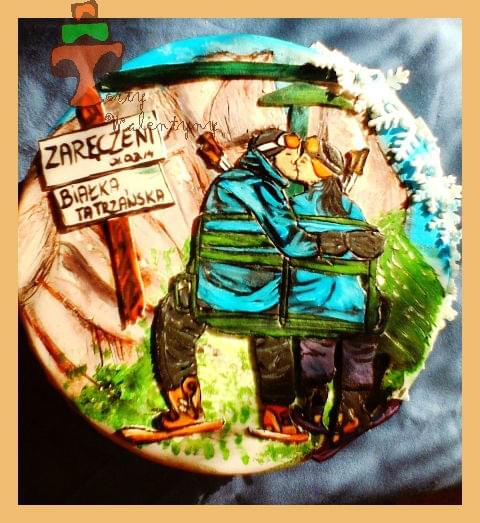 Tort zaręczynowy dla narciarzy #góry #narty #pocałunek #tort #TortNaZaręczyny #TortZaręczynowy #TortyKraków #TortyWalentynki