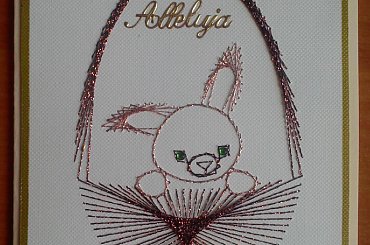 Obrazki z szycia wzięte - na podstawie wzoru ze stitchingcards.com #HaftMatematyczny #ObrazkiZSzyciaWzięte #wielkanoc #KartkiNaWielkanoc #zając #zajączek #królik #króliczek #kosz #koszyk